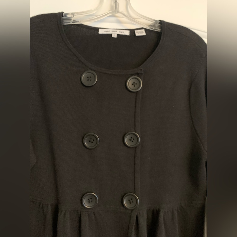 Eight Eight Eight, Women’s “Retro” Look Sweater Jacket, Buttons, Black, Size L View 6